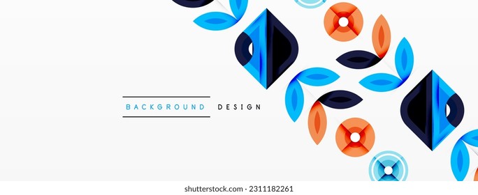 Colorful triangles and circles abstract background. Design for wallpaper, banner, background, landing page, wall art, invitation, prints, posters