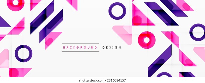 Colorful triangles and circles abstract background. Design for wallpaper, banner, background, landing page, wall art, invitation, prints, posters