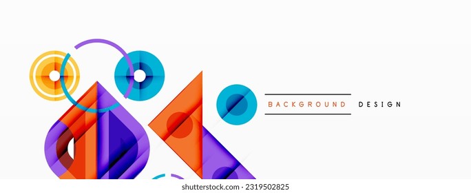Colorful triangles and circles abstract background. Design for wallpaper, banner, background, landing page, wall art, invitation, prints, posters