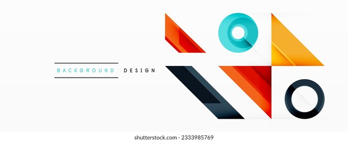 Coloridos triángulos y círculos de fondo abstracto. Diseño de fondo de pantalla, banner, fondo, página de inicio, arte mural, invitación, impresiones, carteles