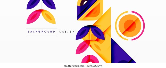 Colorful triangles and circles abstract background. Design for wallpaper, banner, background, landing page, wall art, invitation, prints, posters