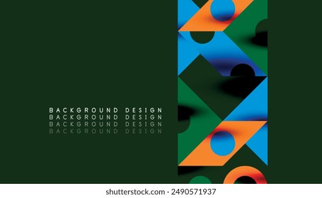 Colorful triangles circles square geometric design. Abstract background for wallpaper, banner, backdrop, card, book Illustration, landing page