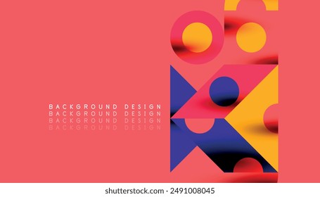 Coloridos triángulos círculos cuadrado diseño geométrico. Fondo Abstractas para Fondo de pantalla, Anuncio, fondo, tarjeta, libro Ilustración, página de destino