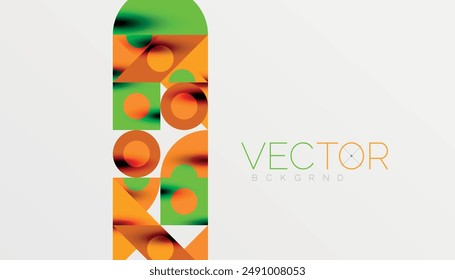 Bunte Dreiecke Kreise quadratisches geometrisches Design. Abstrakter Hintergrund für Bildschirmhintergrund, Banner, Hintergrund, Karte, Buchillustration, Landing Page