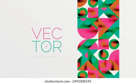 Coloridos triángulos círculos cuadrado diseño geométrico. Fondo Abstractas para Fondo de pantalla, Anuncio, fondo, tarjeta, libro Ilustración, página de destino