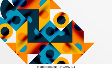Colorful triangles circles square geometric design. Abstract background for wallpaper, banner, backdrop, card, book Illustration, landing page