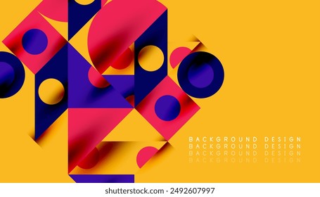 Colorful triangles circles square geometric design. Abstract background for wallpaper, banner, backdrop, card, book Illustration, landing page