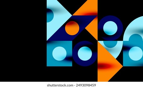 Colorful triangles circles square geometric design. Abstract background for wallpaper, banner, backdrop, card, book Illustration, landing page