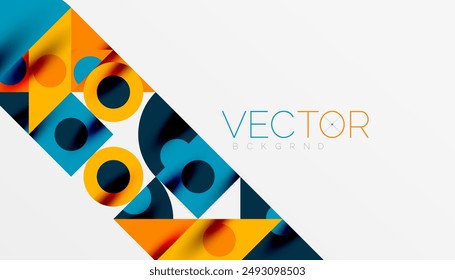 Colorful triangles circles square geometric design. Abstract background for wallpaper, banner, backdrop, card, book Illustration, landing page