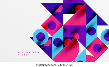Colorful triangles circles square geometric design. Abstract background for wallpaper, banner, backdrop, card, book Illustration, landing page