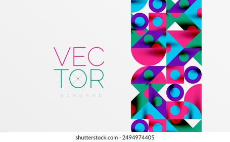 Colorful triangles circles square geometric design. Abstract background for wallpaper, banner, backdrop, card, book Illustration, landing page