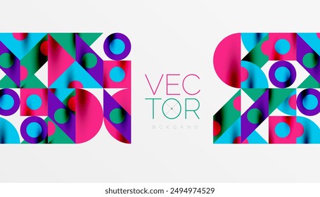 Colorful triangles circles square geometric design. Abstract background for wallpaper, banner, backdrop, card, book Illustration, landing page