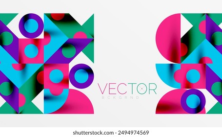Coloridos triángulos círculos cuadrado diseño geométrico. Fondo Abstractas para Fondo de pantalla, Anuncio, fondo, tarjeta, libro Ilustración, página de destino