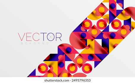 Colorful triangles circles square geometric design. Abstract background for wallpaper, banner, backdrop, card, book Illustration, landing page