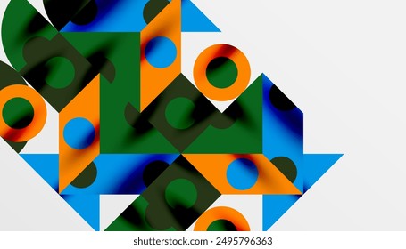 Colorful triangles circles square geometric design. Abstract background for wallpaper, banner, backdrop, card, book Illustration, landing page