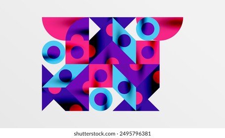 Colorful triangles circles square geometric design. Abstract background for wallpaper, banner, backdrop, card, book Illustration, landing page