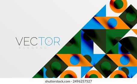 Colorful triangles circles square geometric design. Abstract background for wallpaper, banner, backdrop, card, book Illustration, landing page