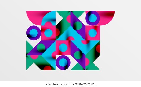 Colorful triangles circles square geometric design. Abstract background for wallpaper, banner, backdrop, card, book Illustration, landing page