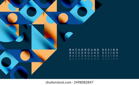 Colorful triangles circles square geometric design. Abstract background for wallpaper, banner, backdrop, card, book Illustration, landing page
