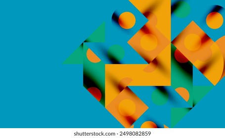 Colorful triangles circles square geometric design. Abstract background for wallpaper, banner, backdrop, card, book Illustration, landing page