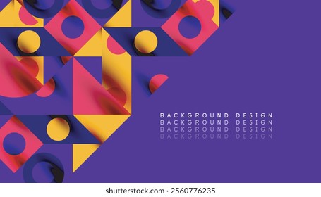 Colorful triangles circles square geometric design. Abstract background for wallpaper, banner, backdrop, card, book Illustration, landing page