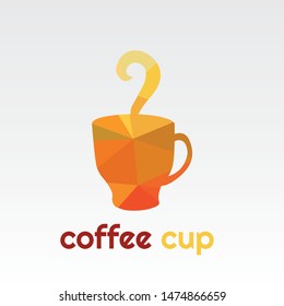 colorful triangles and coffee cup. Overlapping color template design vector. - Vector  