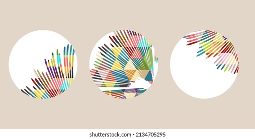 triángulos coloridos en conjunto de fondo de vector elipse