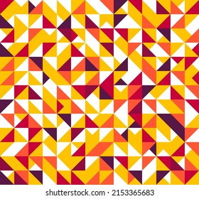 Colorful triangles geometric background. Trendy pop art colors pattern. Geometry wallpaper texture. Yellow, white, pink, violet, blue, purple and orange triangles background vector