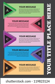 Colorful triangles layout with area for own copy. Vector illustration.