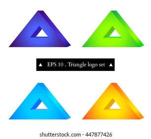 Colorful triangles logo set
