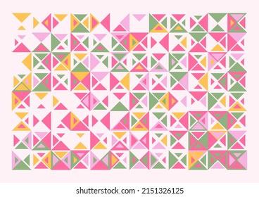 Colorful triangles on pastel background. Geometric backdrop.