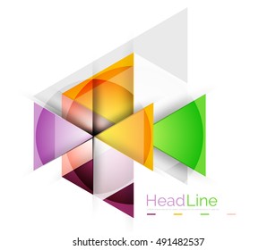 Colorful triangles on white background. Modern geometric banner template with copyspace