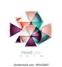 Colorful triangles on white background. Modern geometric banner template with copyspace