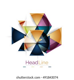 Colorful triangles on white background. Modern geometric banner template with copyspace