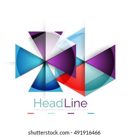Colorful triangles on white background. Modern geometric banner template with copyspace