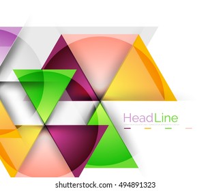Farbige Dreiecke auf weißem Hintergrund. Moderne geometrische Bannervorlage mit Kopienraum