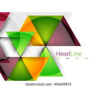 Farbige Dreiecke auf weißem Hintergrund. Moderne geometrische Bannervorlage mit Kopienraum