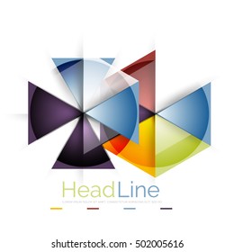 Colorful triangles on white background. Modern geometric banner template with copyspace