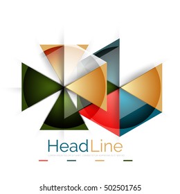 Farbige Dreiecke auf weißem Hintergrund. Moderne geometrische Bannervorlage mit Kopienraum