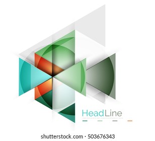 Colorful triangles on white background. Modern geometric banner template with copyspace