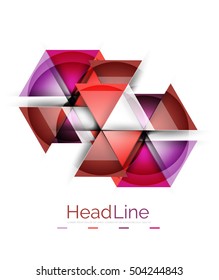 Colorful triangles on white background. Modern geometric banner template with copyspace