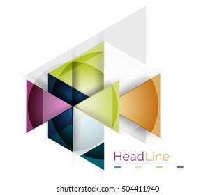 Colorful triangles on white background. Modern geometric banner template with copyspace