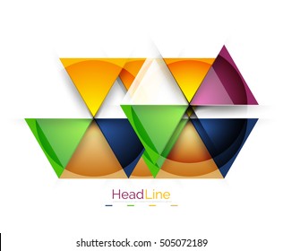 Farbige Dreiecke auf weißem Hintergrund. Moderne geometrische Bannervorlage mit Kopienraum