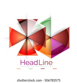 Colorful triangles on white background. Modern geometric banner template with copyspace