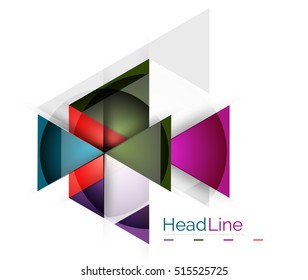 Colorful triangles on white background. Modern geometric banner template with copyspace