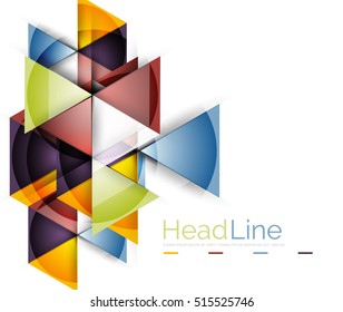 Colorful triangles on white background. Modern geometric banner template with copyspace