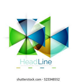 Colorful triangles on white background. Modern geometric banner template with copyspace