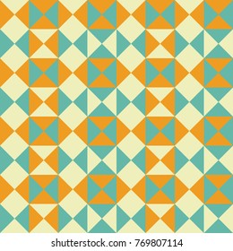 Colorful triangles pattern, retro pattern of geometric shapes. Colorful abstract geometric seamless pattern, vector. Colorful mosaic backdrop. Geometric background