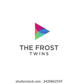 colorful triangles with play logo design template
