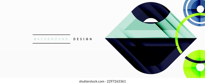 Colorful triangles and round shapes background. Template for wallpaper, banner, presentation, background